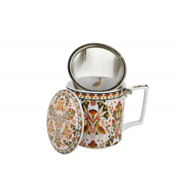 Kubek porcelanowy z zaparzaczem i pokrywką DUO GEOMETRIC HERON 400 ml