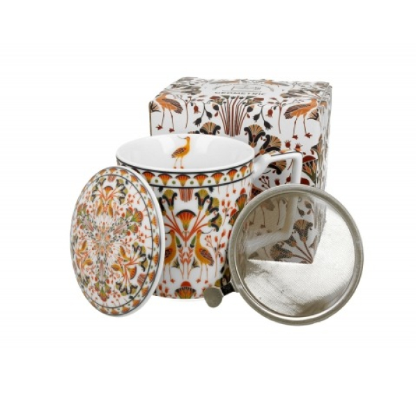 Kubek porcelanowy z zaparzaczem i pokrywką DUO GEOMETRIC HERON 400 ml