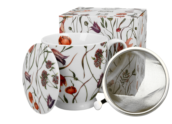 Kubek porcelanowy z zaparzaczem i pokrywką DUO THE SECRET GARDEN FLOWER MEADOW 510 ml