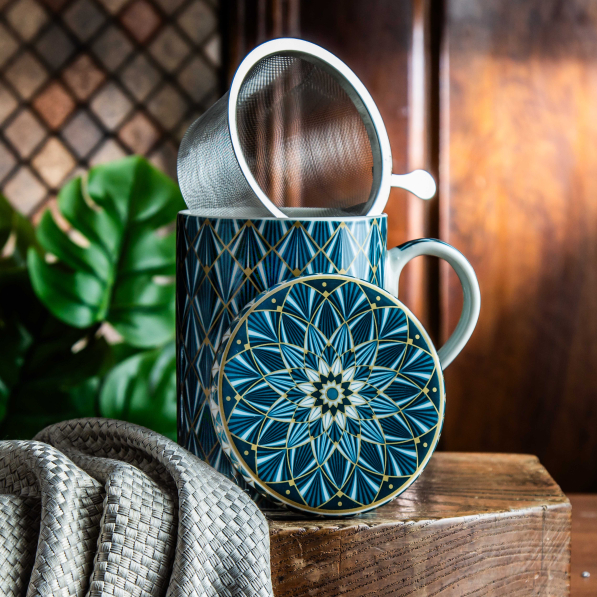  Kubek porcelanowy z zaparzaczem i pokrywką EASY LIFE ATMOSPHERE 350 ml