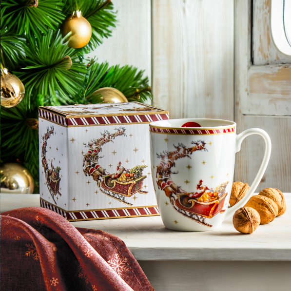 Kubek świąteczny porcelanowy DUO SANTA ON SLEIGH 350 ml