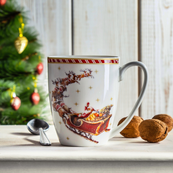 Kubek świąteczny porcelanowy DUO SANTA ON SLEIGH 350 ml