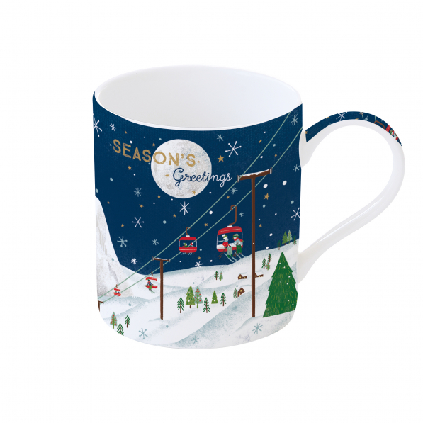 Kubek świąteczny porcelanowy X-MASS MUG SKI GRANATOWY 350 ml