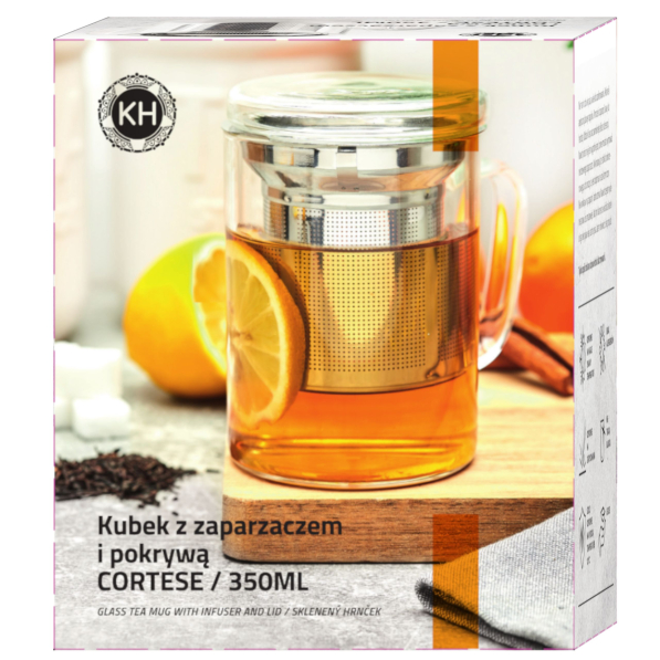 Kubek szklany z zaparzaczem i pokrywką KONIGHOFFER CORTESE 350 ml