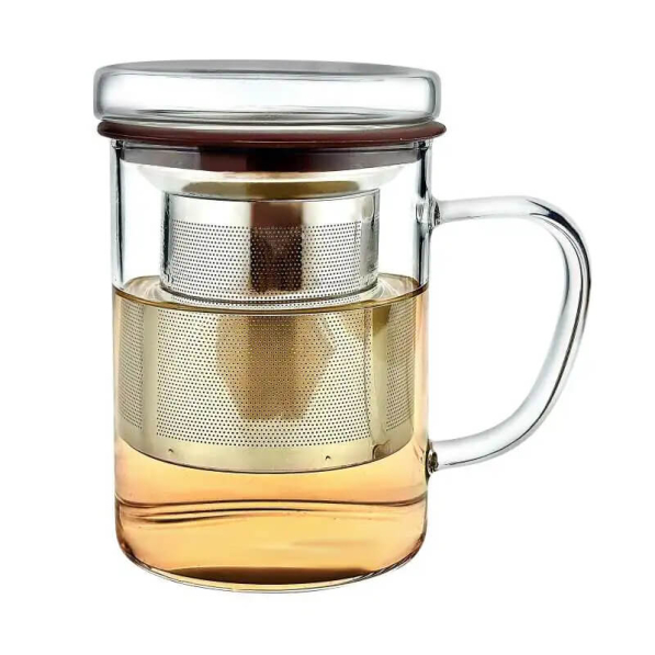 Kubek szklany z zaparzaczem i pokrywką z uszczelką PETER 400 ml