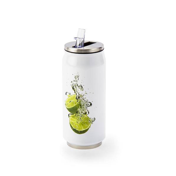 Kubek termiczny stalowy ODELO LIMONKA BIAŁY 500 ml