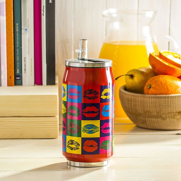 Kubek termiczny stalowy ODELO USTA CZERWONY 350 ml