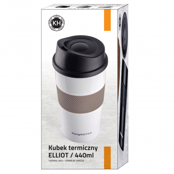 Kubek termiczny ze stali nierdzewnej KONIGHOFFER ELLIOT BIAŁY 440 ml