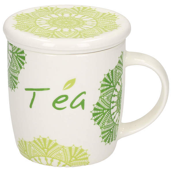 Kubek z zaparzaczem porcelanowy TEA JASNY ZIELONY 400 ml