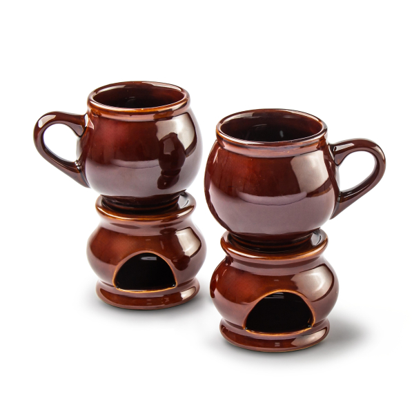 Kubki do grzańca ceramiczne z podgrzewaczem 320 ml 4 el.