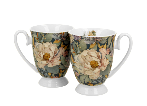 Kubki na stopce porcelanowe DUO THE SECRET GARDEN PEONY BLUE 340 ml 2 szt.