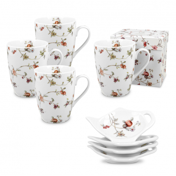 Kubki porcelanowe z podkładkami DUO ROMANTIC SAFA 400 ml 4 szt.