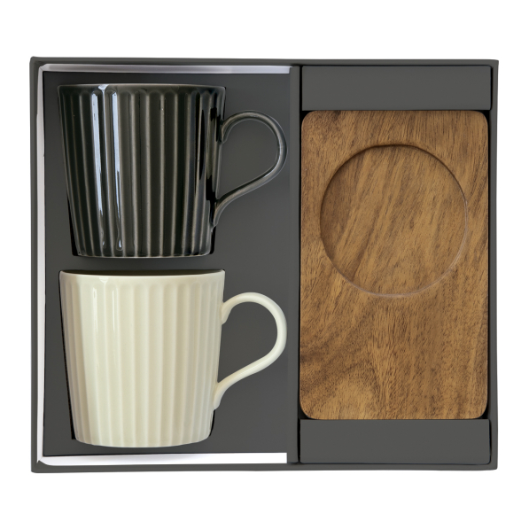 Kubki porcelanowe ze spodkami EASY LIFE TAKE A BREAK 380 ml 2 szt.