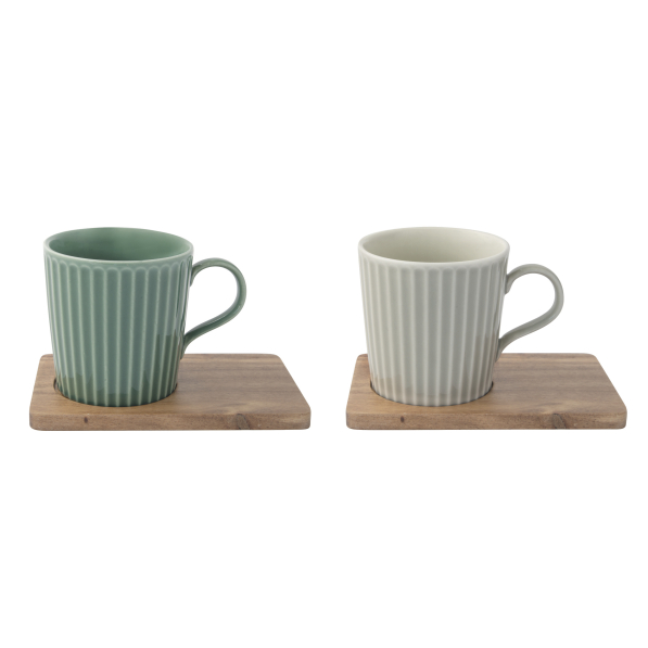 Kubki porcelanowe z podstawkami EASY LIFE TAKE A BREAK 380 ml 2 szt.