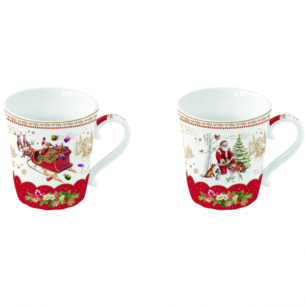 Kubki świąteczne porcelanowe CHRISTMAS MEMORIES BIAŁE 340 ml 2 szt.