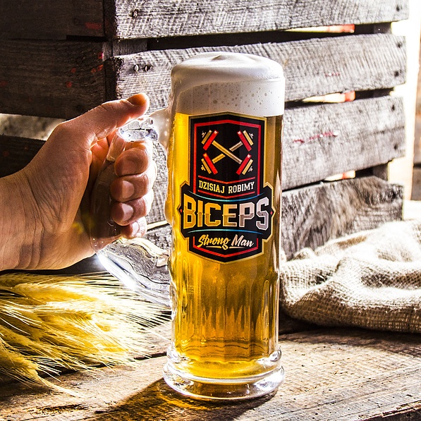 Kufel do piwa szklany DZISIAJ ROBIMY BICEPS 500 ml