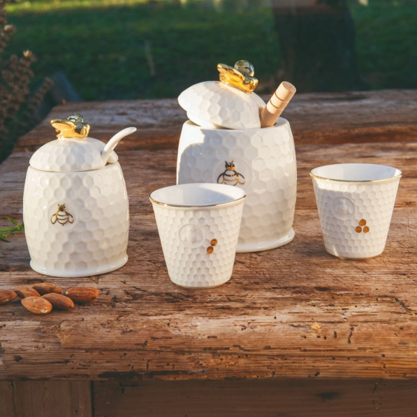 LA PORCELLANA BIANCA Aperegina Oro 200 ml - cukiernica z łyżeczką porcelanowa