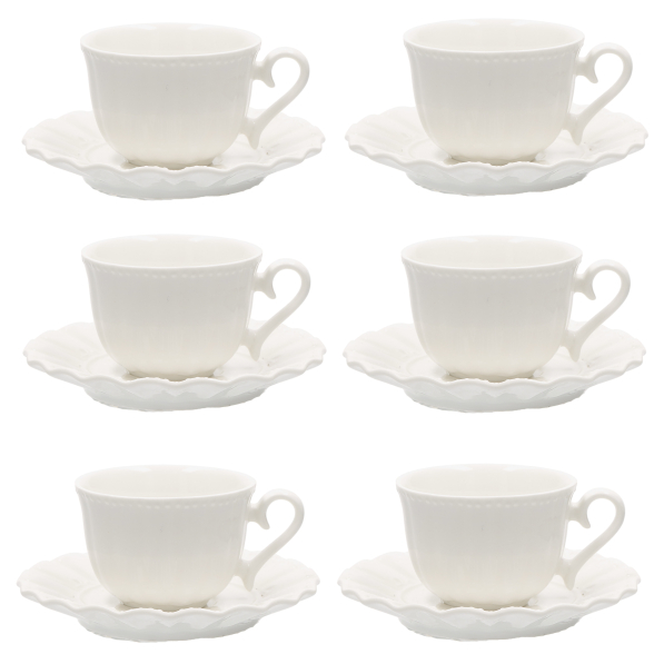LA PORCELLANA BIANCA Ducale 80 ml 6 szt. - filiżanki do espresso porcelanowe ze spodkami