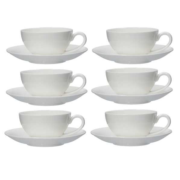 LA PORCELLANA BIANCA Essenziale 220 ml 6 szt. - filiżanki do kawy i herbaty porcelanowe ze spodkami