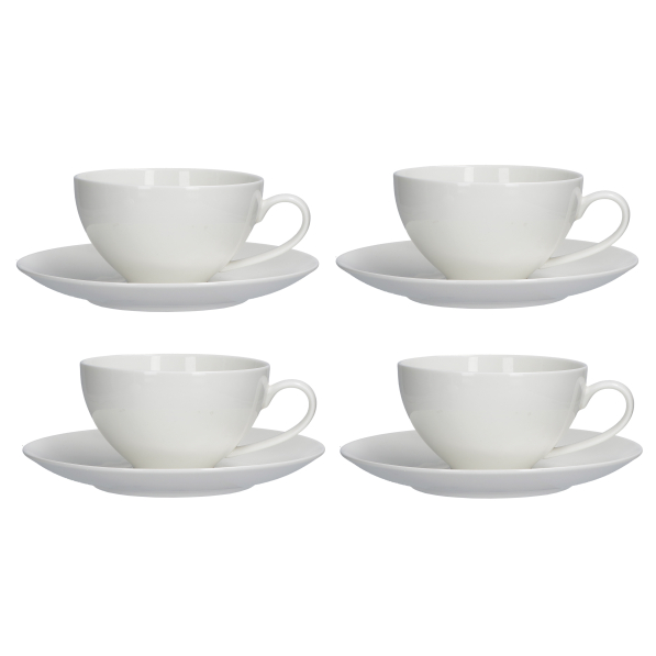 LA PORCELLANA BIANCA Essenziale 350 ml 4 szt. - filiżanki do kawy i herbaty porcelanowe ze spodkami