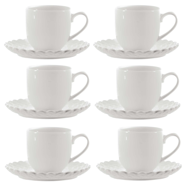 LA PORCELLANA BIANCA Momenti 85 ml 6 szt. - filiżanki do espresso porcelanowe ze spodkami