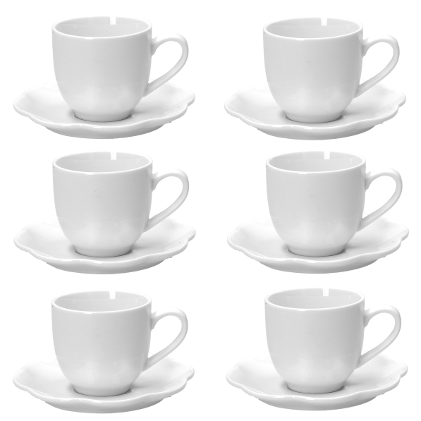 LA PORCELLANA BIANCA Villadeifiori 85 ml 6 szt. - filiżanki do espresso porcelanowe ze spodkami