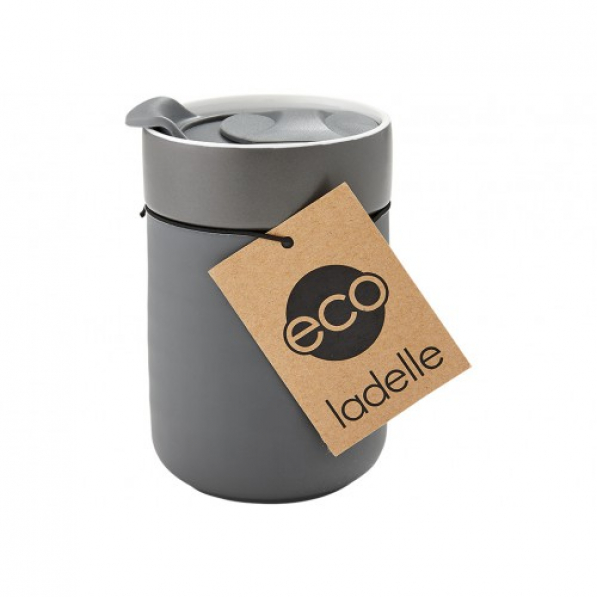LADELLE Eco Travel Mug 330 ml ciemnoszary - kubek kamionkowy z pokrywką