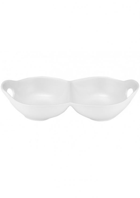 LADELLE Loop Serving Bowl podwójna biała - miseczka do dipów i na przekąski porcelanowa