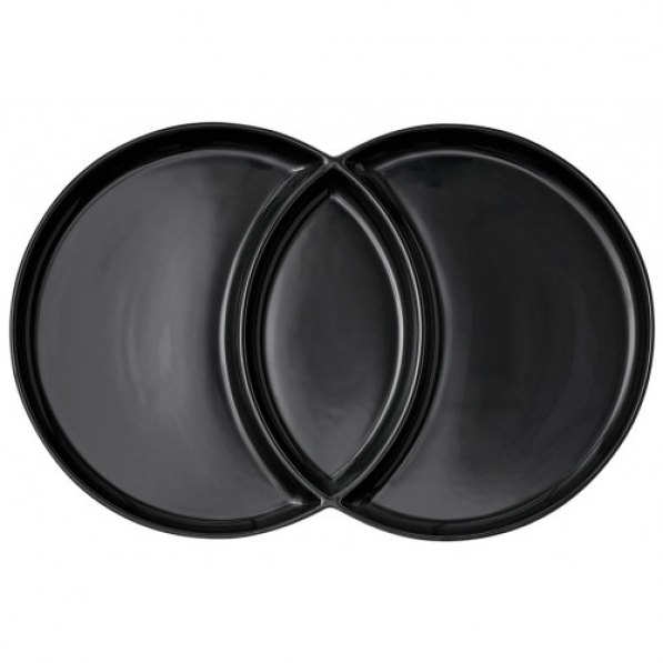 LADELLE Loop Serving Platter 42 x 26,5 cm czarny - talerz na przekąski porcelanowy