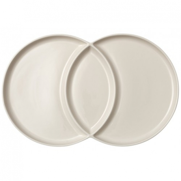 LADELLE Loop Serving Platter 42 x 26,5 cm kremowy - talerz na przekąski porcelanowy