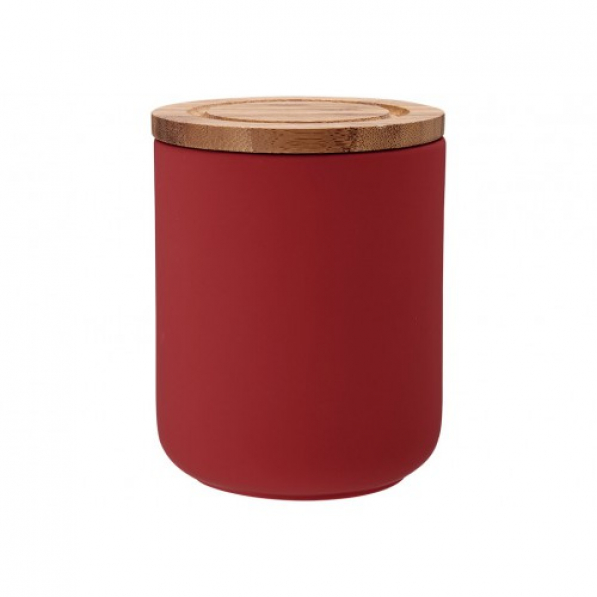 LADELLE Stak Soft Canister średni 0,75 l czerwony - pojemnik ceramiczny na żywność