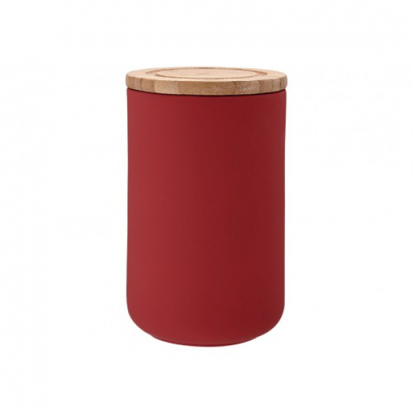 LADELLE Stak Soft Canister wysoki 1 l czerwony - pojemnik ceramiczny na żywność