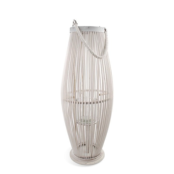Lampion dekoracyjny bambusowy LUCIE LUCK BIAŁY 70 cm