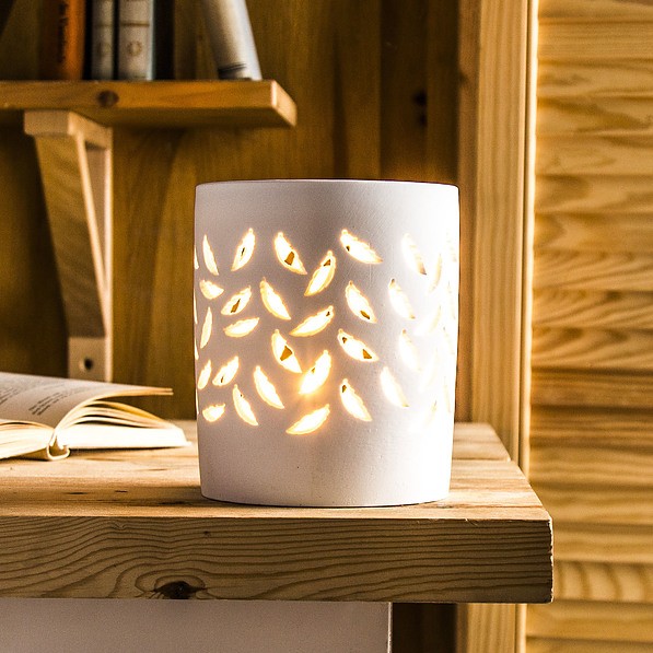 Lampion dekoracyjny ceramiczny MONDEX LISTEK BIAŁY