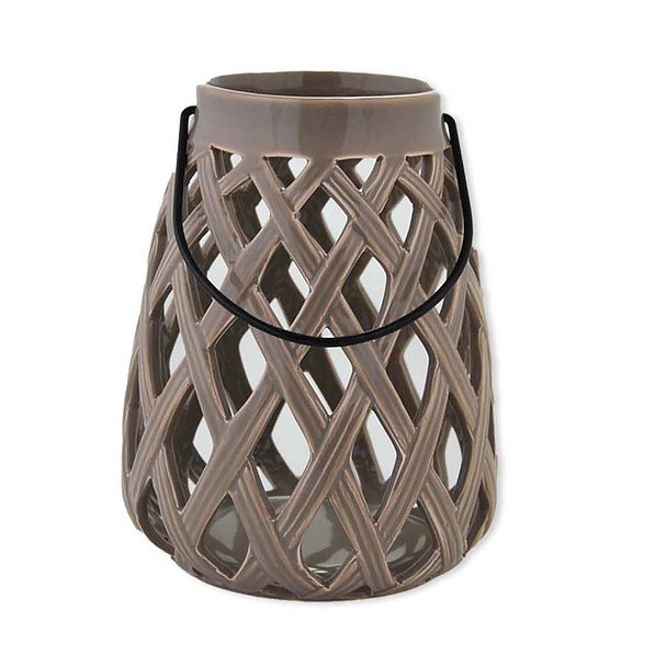 Lampion dekoracyjny ceramiczny PEAR BRĄZOWY 15 cm