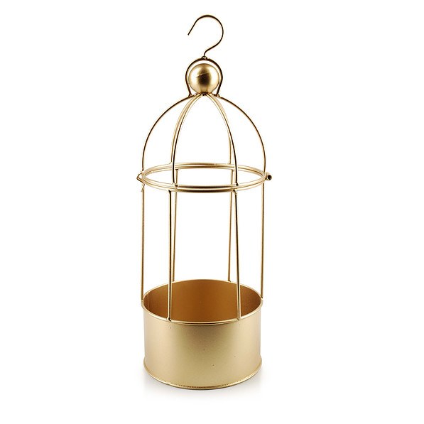 Lampion dekoracyjny druciany metalowy CEDRIC GOLD BIRD ZŁOTY 41 cm