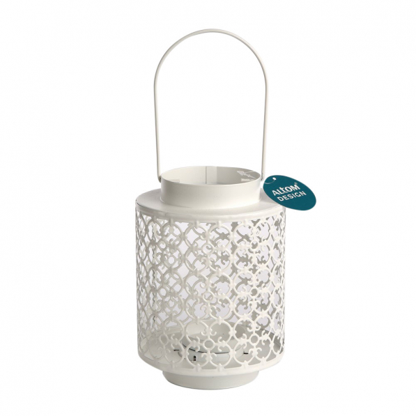 Lampion dekoracyjny metalowy LINTERNA BIAŁY 31 cm