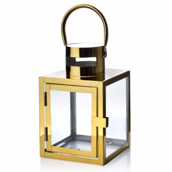 Lampion dekoracyjny metalowy MONDEX LEONE GOLD 19 cm