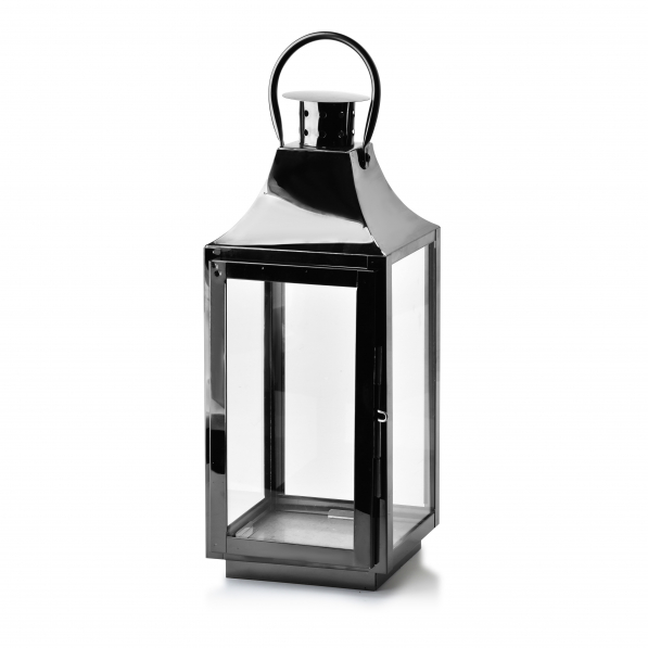 Lampion dekoracyjny metalowy MONDEX LORENZO BLACK 38 cm