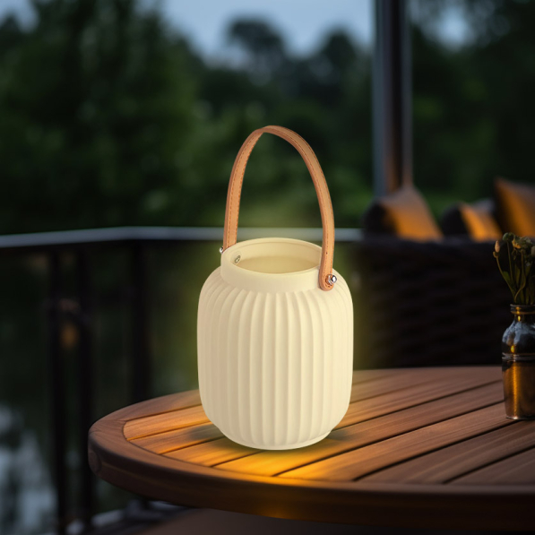 Lampion dekoracyjny porcelanowy LED DECORATION CREAM 15,5 cm