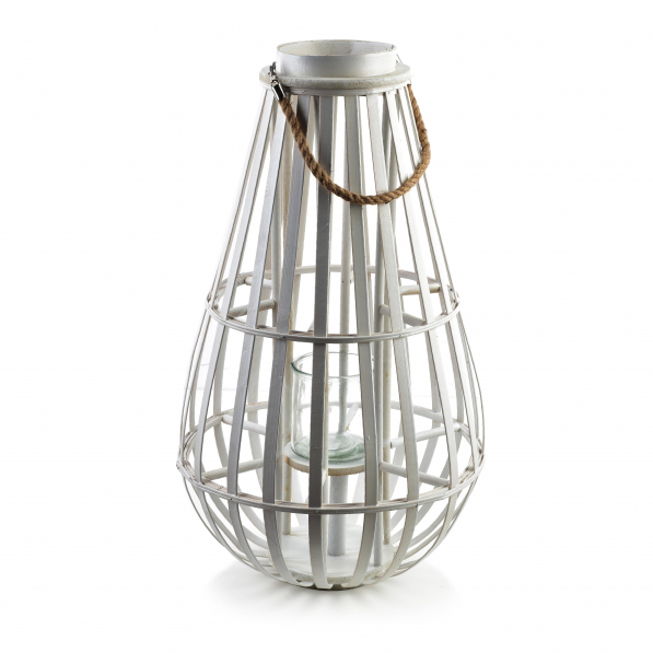 Lampion dekoracyjny wiklinowy MONDEX LUCIE WHITE 72 cm