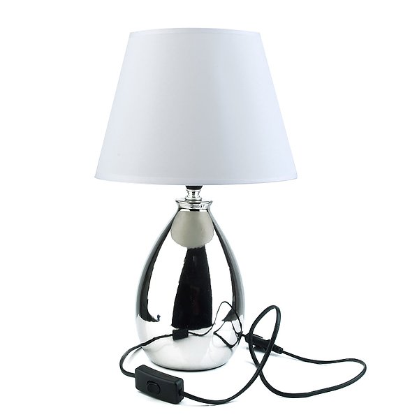 Lampka nocna stołowa ceramiczna SILVER SREBRNA