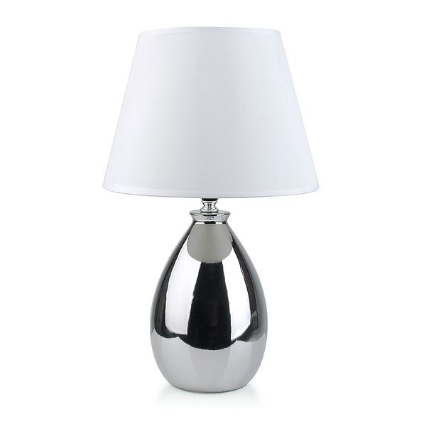 Lampka nocna stołowa ceramiczna SILVER SREBRNA