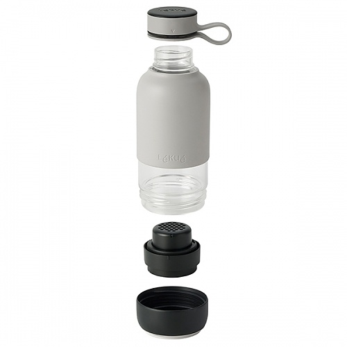 LEKUE To Go 0,6 l szara - butelka filtrująca wodę szklana
