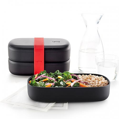 LEKUE To Go Limited 1 l czarny - lunch box dwukomorowy plastikowy