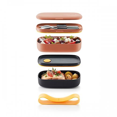 LEKUE To Go Limited 1 l różowo-czarny - lunch box dwukomorowy plastikowy