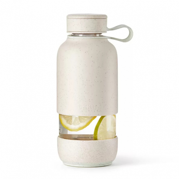 LEKUE To Go Organic 0,6 l beżowa - butelka na wodę szklana