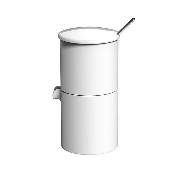 LOVERAMICS Bond 13 cm biała - cukiernica i dzbanek na mleko porcelanowy z łyżeczką