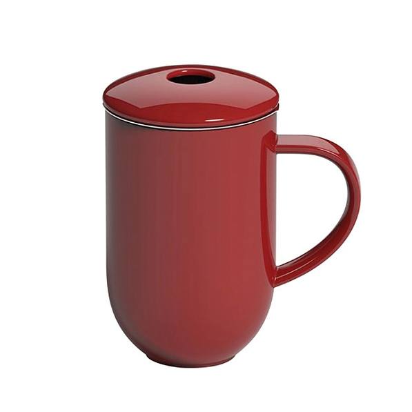 LOVERAMICS Pro Tea Red 450 ml czerwony - kubek porcelanowy z zaparzaczem i pokrywką