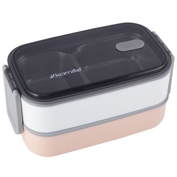 Lunch box / Śniadaniówka ze sztućcami trzykomorowa KAMILLE 1,4 L